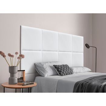 Dhome Cabecero Tapizado Para Camas De 110cm Compuesto De Paneles Autoadhesivos Intercambiables De Pana Premium Cama Lujo Dormitorio Acolchado (blanco,