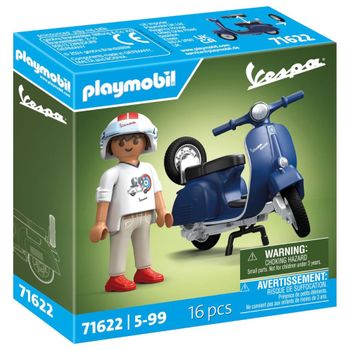 PLAYMOBIL 71622 moto Vespa 150 Sprint Veloce de 1969 Azul con rueda de repuesto desmontable
