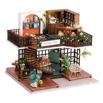 Salón Del Té De Momo. Maqueta 3d Realista Con Gran Detalle Y Luces Led. 22x19x18,4 Cm. Color: Multicolor