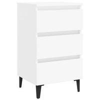 mesita de noche mesilla con patas de metal blanco 40x35x69 cm