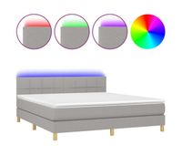 cama box spring con colchon tela y led gris claro 160x200 cm bloques con cuadros