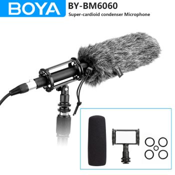 BOYA BY-BM6060 Micrófono XLR Micrófono de condensador de escopeta supercardioide para videocámara DSLR Fabricación de películas Programa de TV Entrevista