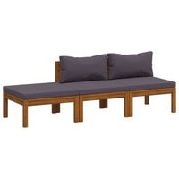 muebles de jardin 3 uds  conjunto de comedor  conjunto de descanso cojines madera maciza de acacia