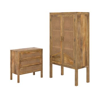 Conjunto de cómoda y armario de madera de mango