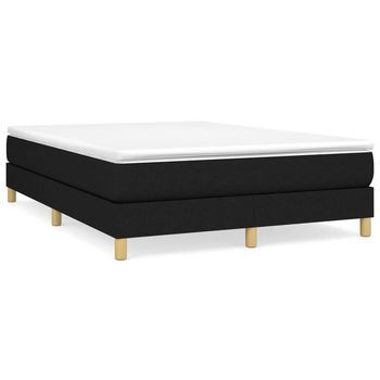 Cama Matrimonial | Cama Para Adultos | Estructura De Cama Box Spring Tela Negro 140x200 Cm