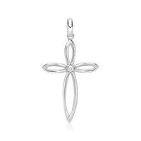 colgante cruz oro blanco 14 quilates con diamante