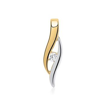 8 quilates colgante de oro blanco amarillo con circonita