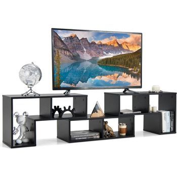 Consola De Tv De 3 Piezas, Moderno Centro De Entretenimiento Para Televisores Costway 180 X 30 X 43 Cm Negro