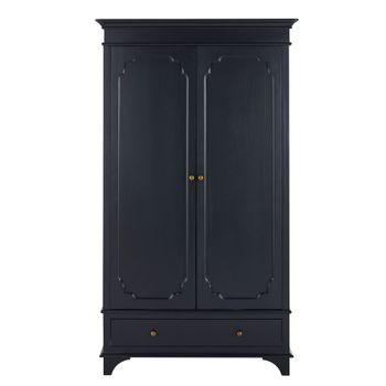 Armario de pino macizo y MDF negro carbón 104 cm