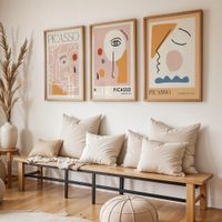 set de 3 cuadros 196 marco premium chapado en roble 30x40 cm