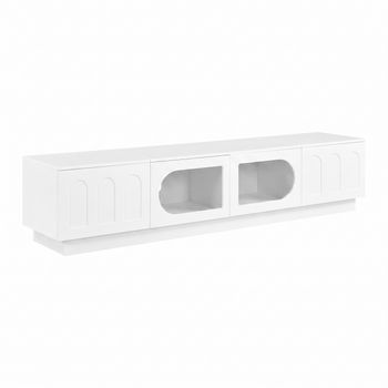 Mueble De Tv Blanco De 200 Cm Con Cuatro Puertas E Iluminación Led Regulable
