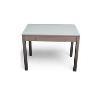 mesa de cocina extensible antonella hecha a mano con base de cristal blanco optico y alas plata gsmesas 100164x60x75cm