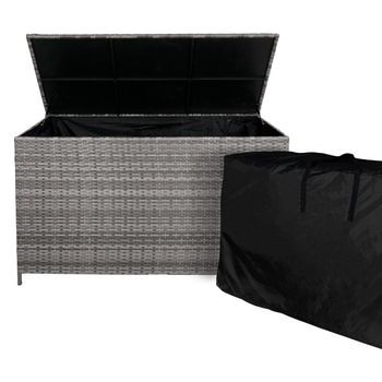 Caja De Almacenamiento De Ratán Grande Para Jardín 138cm Baúl De Exterior 582l  Gris