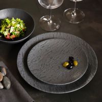 plato de ensalada  pasta x6 gres gris oscuro
