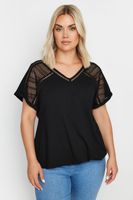 yours camiseta algodon negro con bajo abullonado mujer curvy y tallas grandes yours