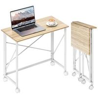 escritorio plegable para espacios reducidos de acero y mdf homcom 80 x 40 x 75 cm r natural y blanco