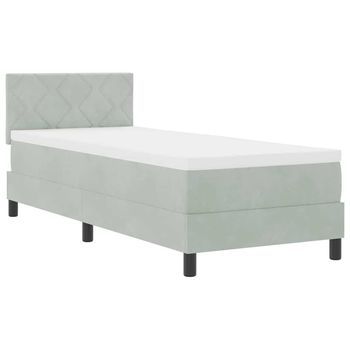 Cama Individual | Cama Para Adulto | Cama Box Spring Led Con Led Gris Claro 80 X 200 Cm Terciopelo