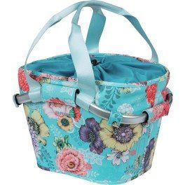 Basil Cesta Delantera Bloom Field Klickfix 15l Impermeable Azul Flores C/reflect (27x37x25 Cm)