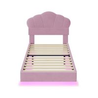 cama de terciopelo con led 90x200cm cabecero en forma de nube con somier rosa