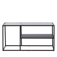 mesa de centro de 2 niveles en vidrio y metal - negro