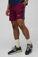 elasticated waist relaxed crinkle nylon panelled shorts rojo