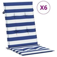 cojines de silla de respaldo alto 6 uds tela rayas azulblanco vidaxl