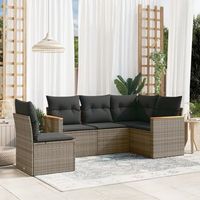 conjunto de sofas jardin con cojines 5 uds  mueble jardin mesa y sillas ratan sintetico gris cfw138072