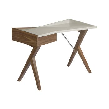Escritorio nogal con tapa de madera gris