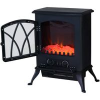 homcom chimenea electrica movil tipo estufa de pie con efecto de lena ardiendo calefactor 1000w2000w 45x285x54cm color negro   aosom espana