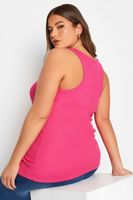 yours camiseta canale de algodon sin mangas en fucsia mujer curvy y tallas grandes yours