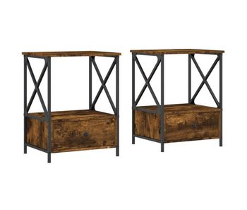 Vidaxl mesitas noche 2 uds madera ingeniería roble ahumado 50x41x65 cm