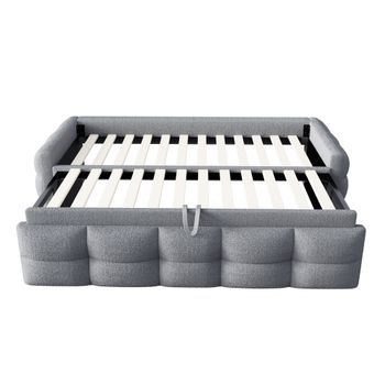 Cama Nido 90/180x190cm En Terciopelo Con Somier De Láminas Gris