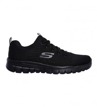 Skechers para mujer. 12615 Zapatillas Graceful Get Connected negro con Memory Foam (35), Tela, Plano, 1 a 3cm, Cordones, Deportivo, Running,