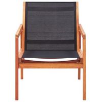 silla de jardin  silla de exterior  sillon madera maciza de eucalipto y textilene negro