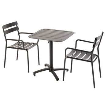 Mesa Reclinable 70 X 70 Cm Y 2 Sillas Negro, Almada - Oviala