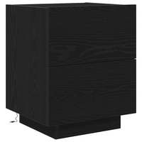 mesita de noche  mesilla de noche  cabinete de noche con luces led madera roble negro 45x40x55 cm cfw93029