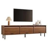 mueble de tv 180 cm con puertas deslizantes y patas de metal mdf mueble tv color nogal