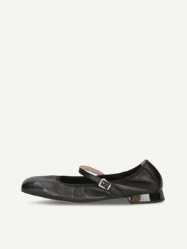 CAPRICE Ballerina, black, made of Leather with Trapeze heel, Size 36