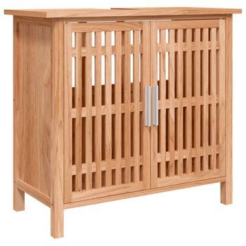 Armario De Almacenamiento | Armario De Lavabo Madera Maciza De Nogal 66x29x61,5 Cm