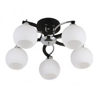 fabrilamp plafon pissis negro de 5 luces con tulipa blanca