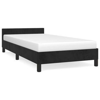 Cama Con Cabecero Sin Colchón Terciopelo Negro 90x190 Cm Vidaxl