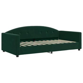Cama Individual | Cama Para Adultos | Sofá Cama Sin Colchón Terciopelo Verde Oscuro 100x200 Cm