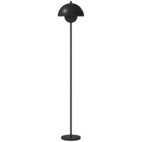 homcom lampara de pie para salon moderna con pantalla de cuenco interruptor de pie casquillo e27 sin bombilla o30x155 cm negro