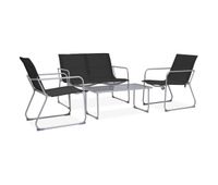 juego de muebles de jardin 4 piezas tela y acero negro vidaxl