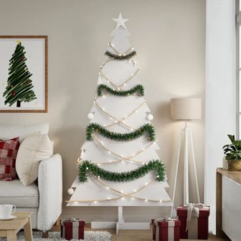 Árbol De Navidad | Decoraciones De Navidad De Adorno Madera Maciza Pino Blanco 180 Cm Cfw839249