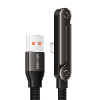 Cable MENSAJE ES-X78 7A de USB-A a USB-C en forma de L Carga Rápida Transmisión de Datos Núcleo de Cobre Engrosado 1M de