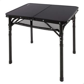Mesa Plegable Camping Maletín Ajustable 27-56 Cm Antideslizante, 45x7x30 Cm, Negra
