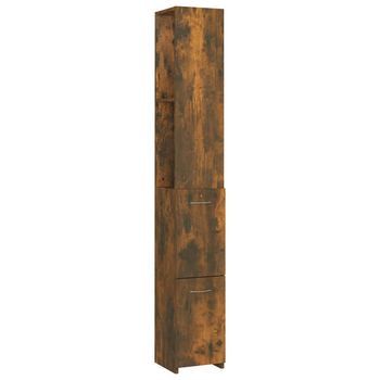 Armario Baño Madera Contrachapada Roble Ahumado 25x26,5x170 Cm Vidaxl