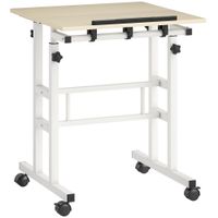 escritorio ajustable homcom 6060 cm con ruedas y tablero inclinable r natural