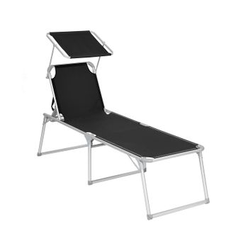 Tumbona con Respaldo Reclinable, Negro
